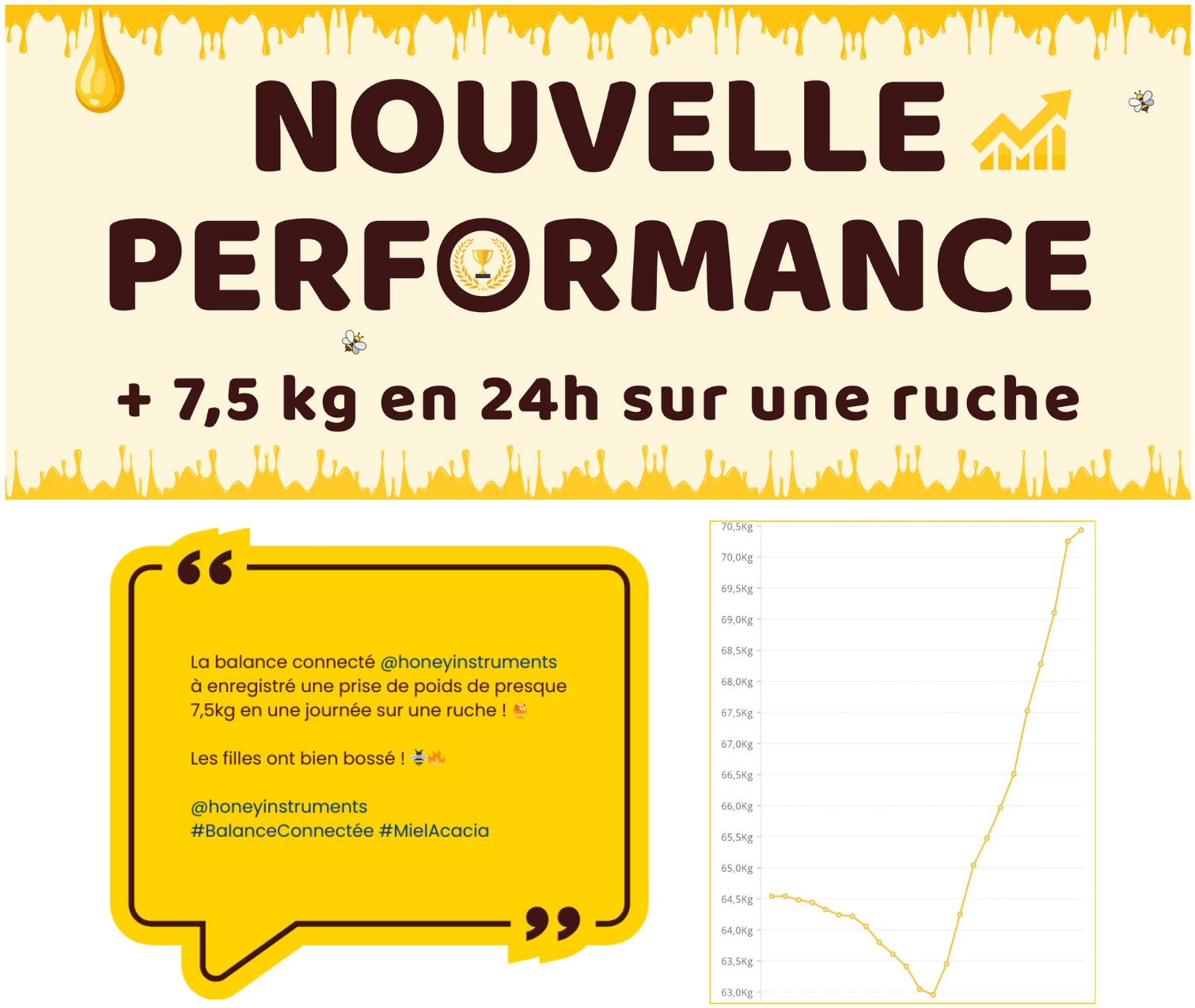 Nouvelle performance, 7.5Kg en 24H sur une ruche